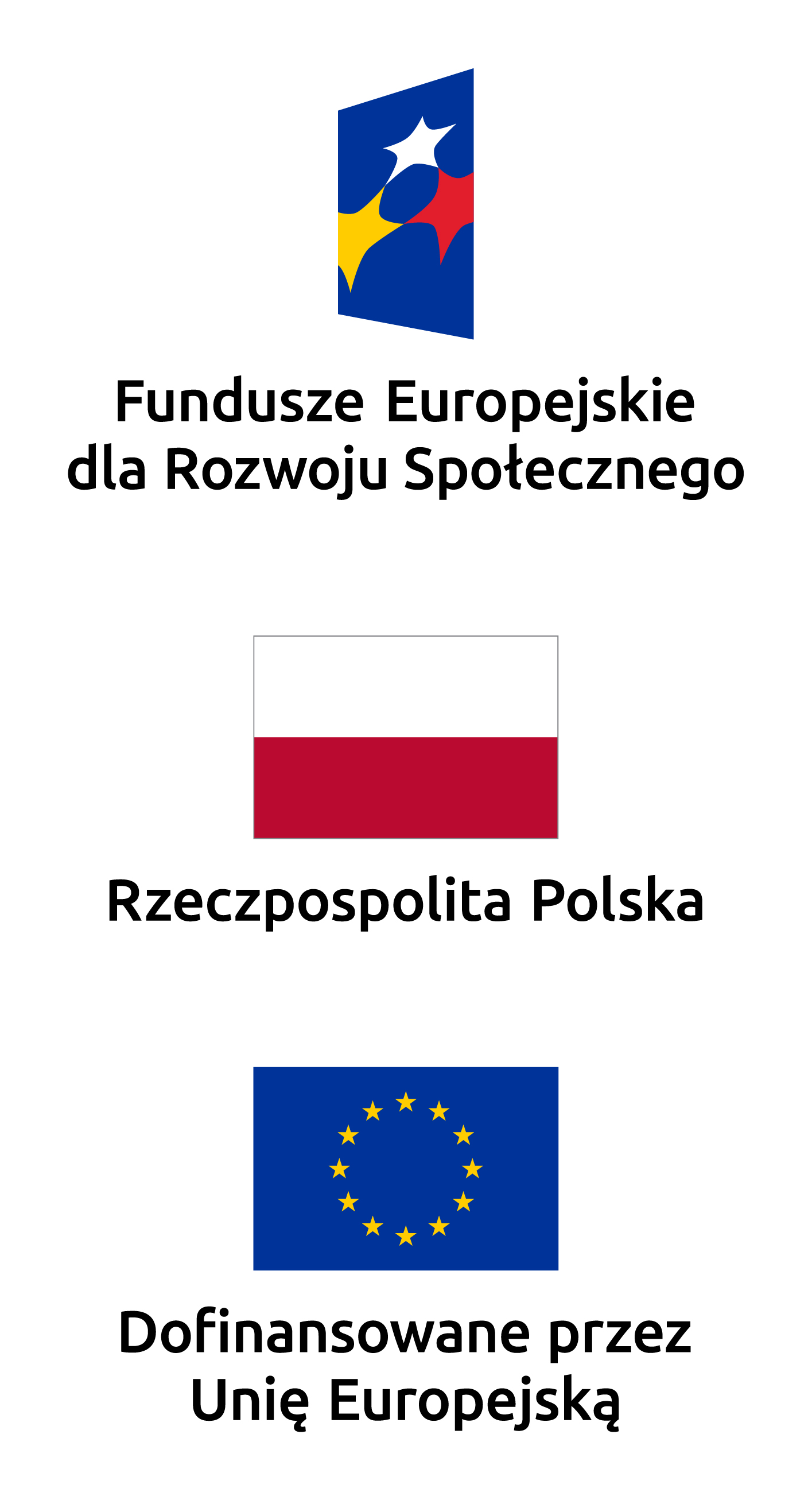 Zestawienie znaków Fundusze Europejskie dla Rozwoju Społecznego