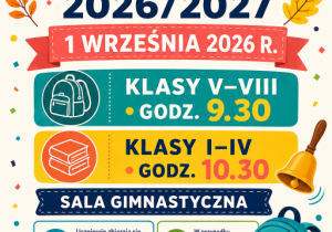 kolorowy plakat z informacja o rozpoczeciu roku szkolnego
